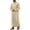 Khaki, variant on Thobe Long Sleeve Stand Collar Traditional Arab Robe Loose Fit Prayer Garment With Side Slits/Black/M