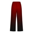thumbnail image 4 of Scyoekwg Lightweight Capris for Women Elastic Waisted Cotton Linen Shorts Drawstring Straight Wide Leg Trousers Pants Gradient Color Trendy Ladies Capris Pants (Wine,XXL), 4 of 5