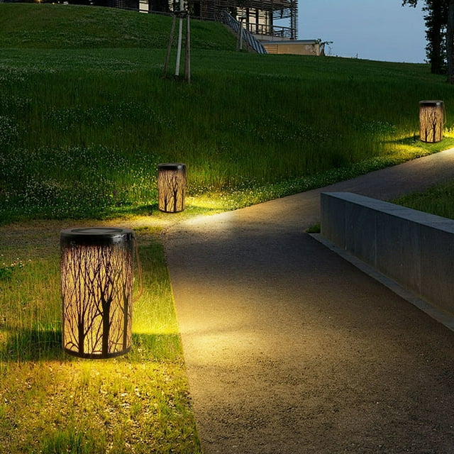 Luz de jardín solar con diseño de estrella hueca tipo B, farol exterior colgante, luz decorativa LED para jardín, delicada decoración para patio