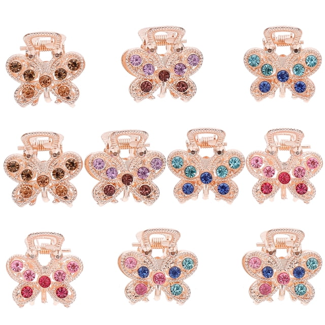 10 Pcs Mini Pince à Cheveux Petite Pince à Griffes Barrette Cristal