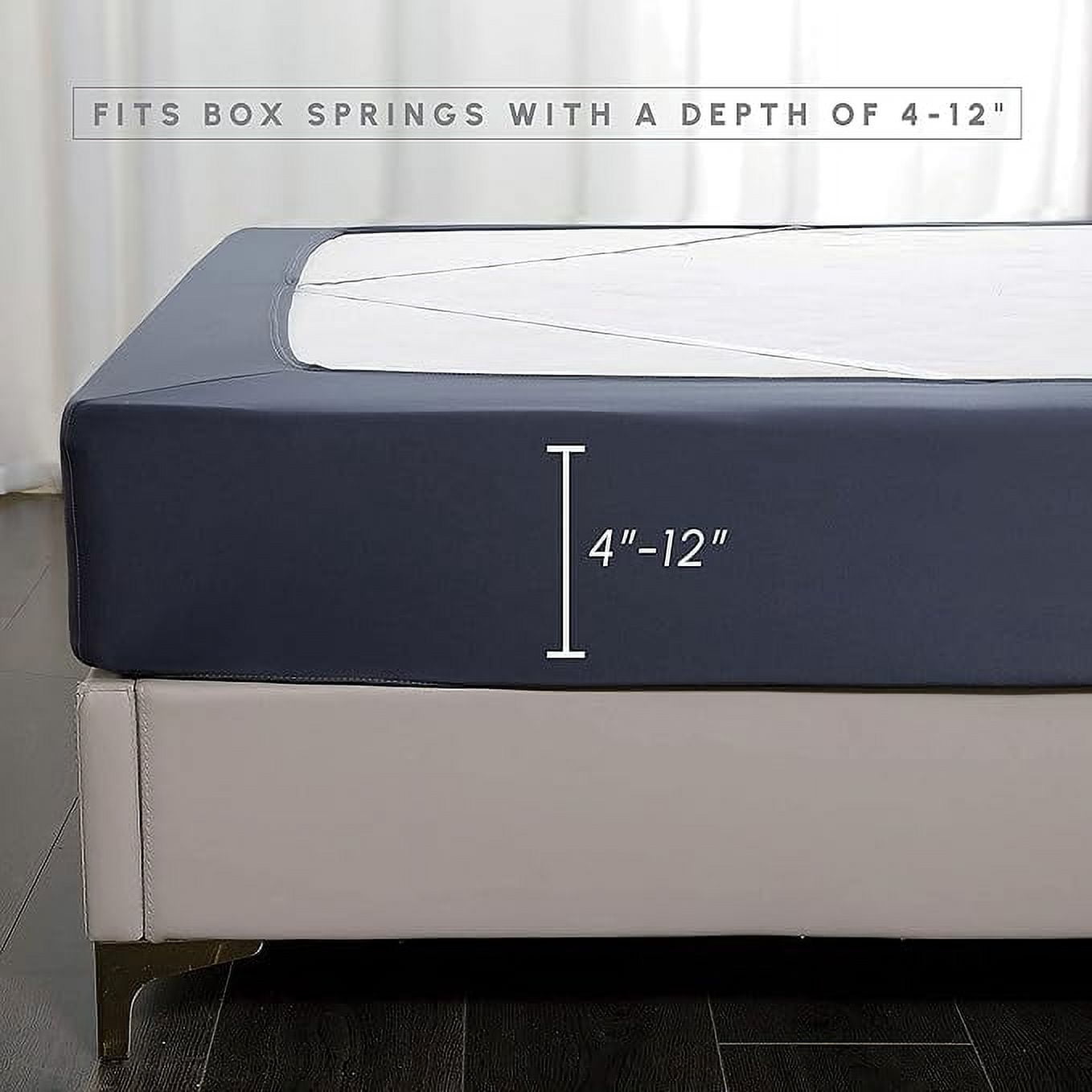 Elegant Comfort Box Spring Cover - Stretchy 4-Way Elastic Jersey Knit Alternative to Bed Skirt, Ultra Soft and Wrinkle-Free, Full, Navy Blue