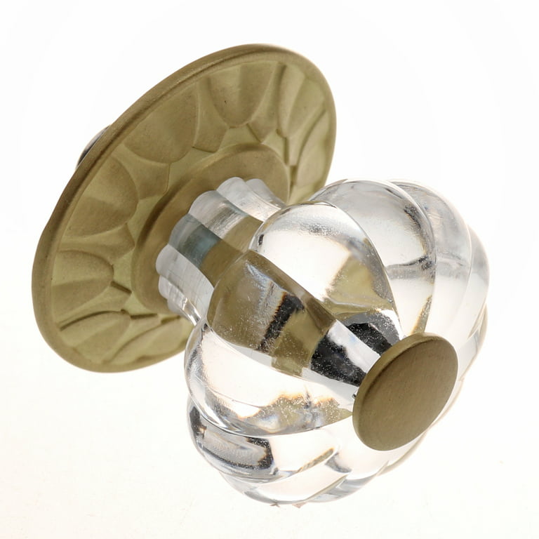 Set of Two Glass and Brass Spiral Melon Door Knobs