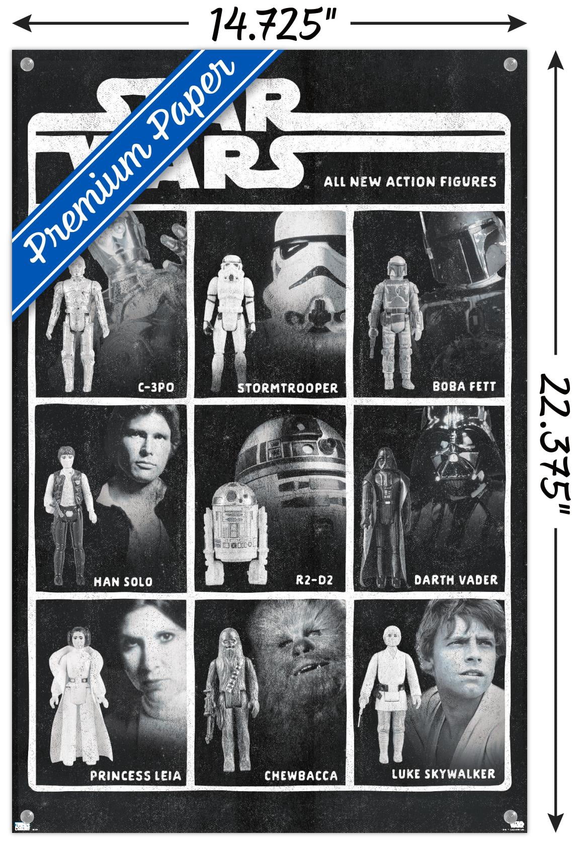 Star Wars: Saga - Action Figures Wall Poster with Pushpins, 14.725" x 22.375"
