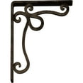 thumbnail image 4 of Ekena Millwork 1 1/2"W x 7 1/2"D x 10"H Orleans Wrought Iron Bracket, (Single center brace), Antiqued Brass, 4 of 8