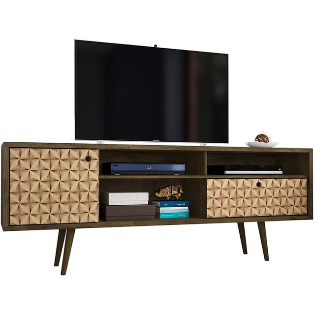 Manhattan Comfort Liberty 71" TV Stand in Rustic Brown and 3D Brown