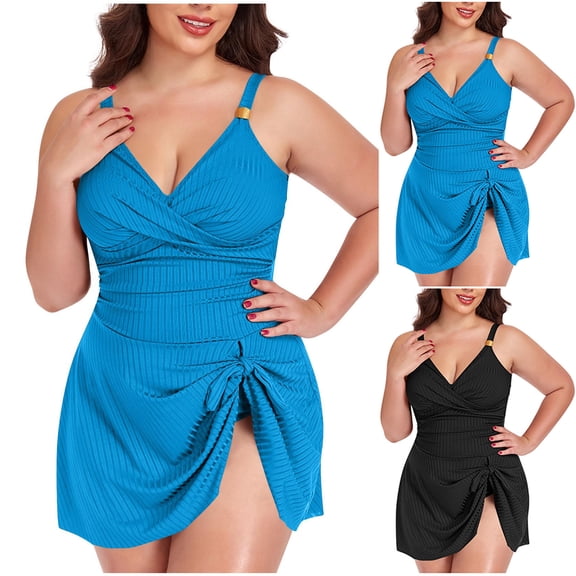 Vetsdori Womens Tankini Swimsuits One Piece Plus Size Swimwear Solid Color Skirt Strap,Trajes De Bano Mujer Bath Suits for Women Tummy Control