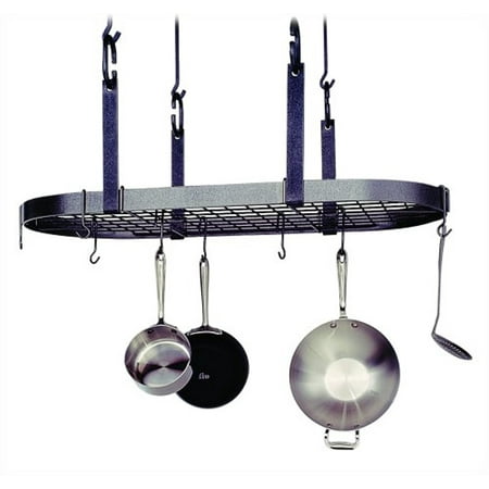 - Enclume Premier 4-Point Oval Ceiling Pot Rack, Hammered Steel
