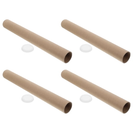 Hemoton 4pcs Round Cardboard Shipping Tubes Kraft Paper Mailing Tube With End Caps Reusable Transport Tubes For Artwork Posters Blueprints