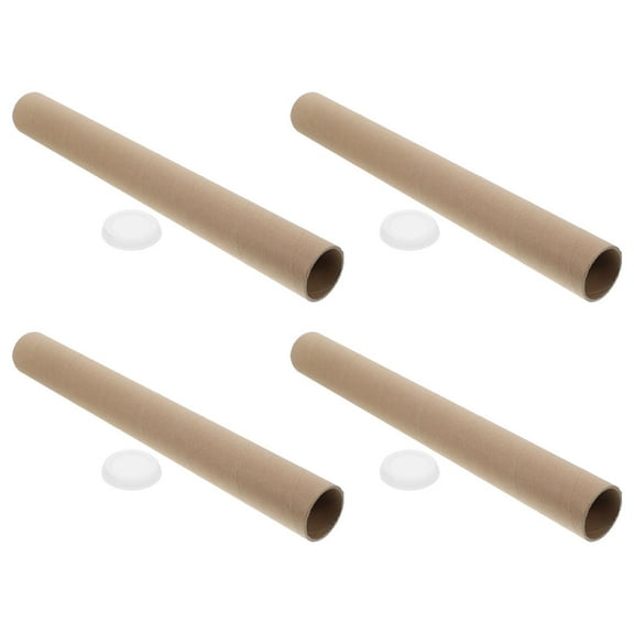 Hemoton 4pcs Round Cardboard Shipping Tubes Kraft Paper Mailing Tube With End Caps Reusable Transport Tubes For Artwork Posters Blueprints