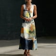 thumbnail image 6 of Neewe Womens Summer Casual Maxi Dresses 2026 Sleeveless Long Dresses Print V Neck Loose Sundresses with Side Split Pockets, 6 of 6