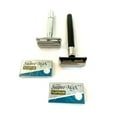 thumbnail image 2 of 2pcs Old Fashion Classic Old School Men’s Butterfly Safety Black Silver Razors + 10pcs Double Edge Razor Blades, 2 of 3