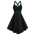 thumbnail image 3 of Huowey Halloween For Women Gothic Dresses LaceâUp Waist Fancy Cosplay Party Gown V-Neck Spaghetti Strap Elegant Halloween Dress,Green,M, 3 of 3