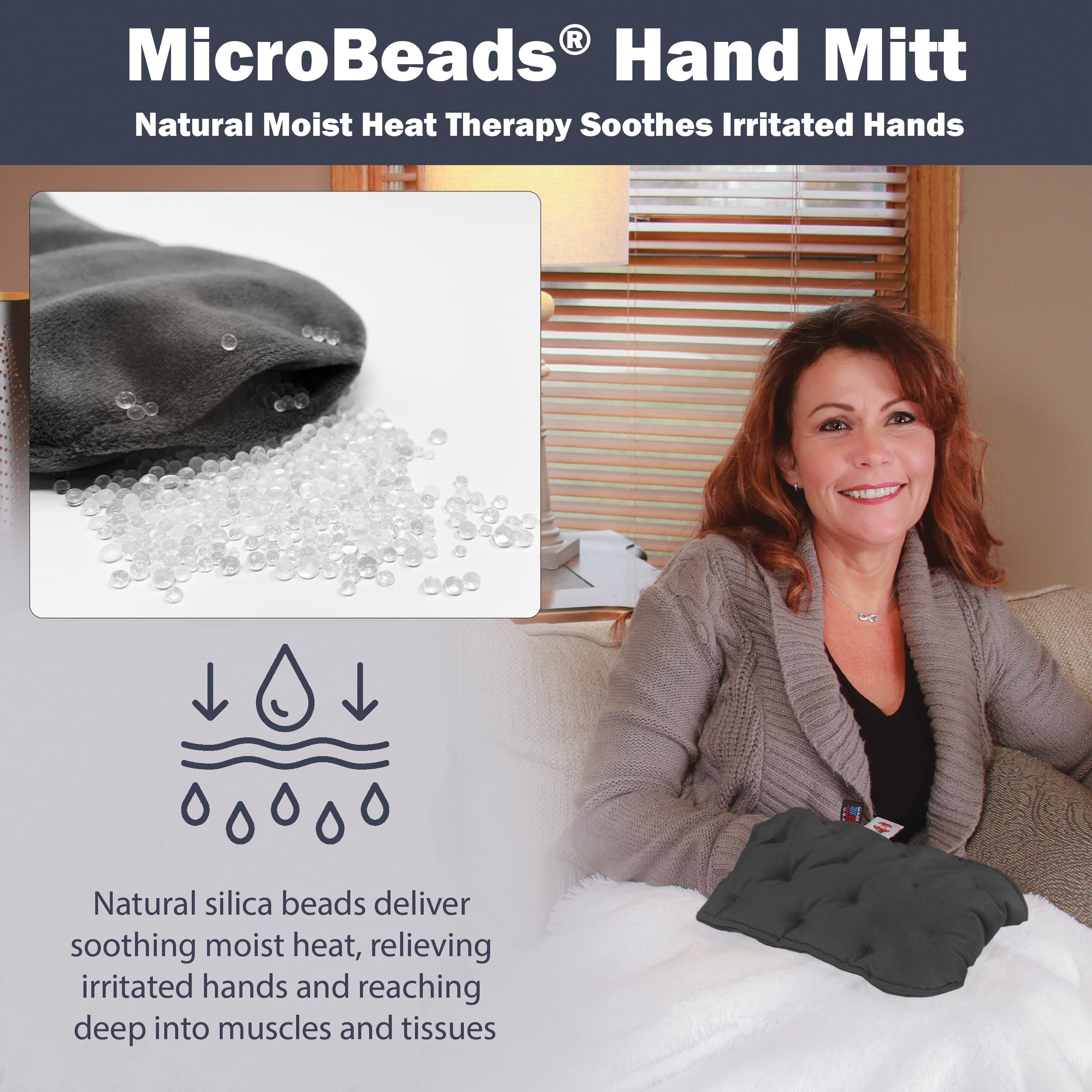 Core Products MicroBeads Moist Heat Therapy Warming Mitt for Arthritis Stiffness, Soreness and Trigger Finger, Natural Pain Relief, Microwave Hand Warmer for Small to Medium Size Hand (1-Pack)
