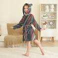 thumbnail image 4 of FORMRS Niños Bathrobe Unisex Hooded Robe Soft Plush Pajamas Sleepwear, Size 7-9T, Red Abstract Lines, 4 of 7