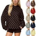 thumbnail image 5 of Women's Hooded Sweatshirt with Polka Dot Pattern Print Trendy and Versatile Top for Women Casual Comfort Pullover,Light Blue,XL, 5 of 5
