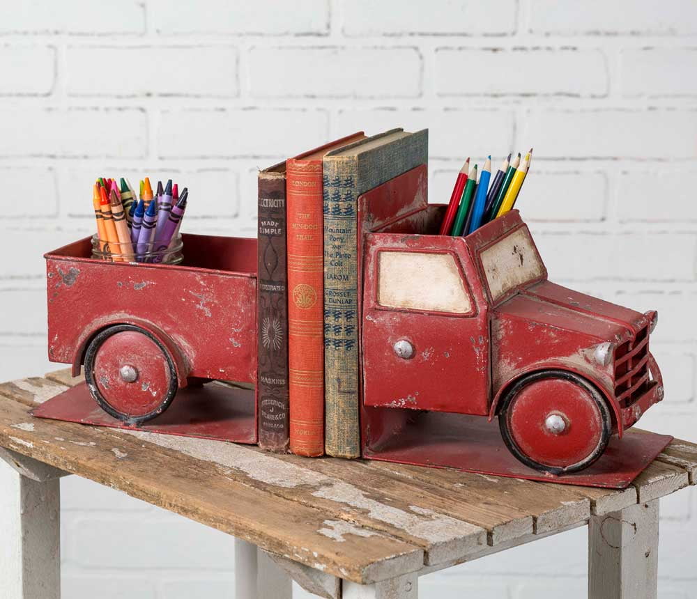 Red Pickup Truck Bookends