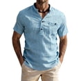 thumbnail image 2 of DayScoop Short Sleeve T-Shirts for Men Fashion T Shirt Summer Casual Solid Color Stand Up Collar Button Pocket Breathable Beach Tees Top, 2 of 6