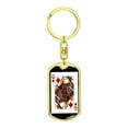 thumbnail image 4 of Queen Of Diamonds Poker Card Keychain Dog Tag Stainless Steel or 18k Gold, 4 of 16