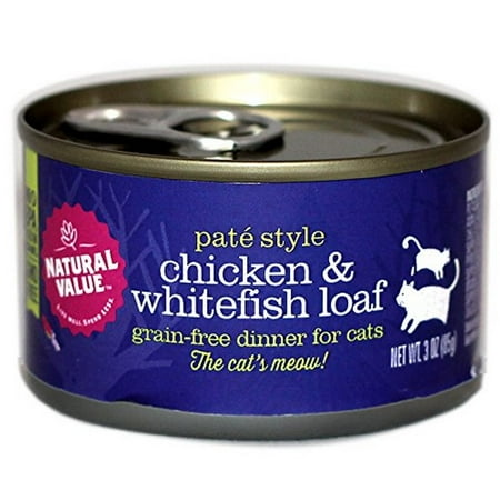 Natural Value Chicken & Whitefish Non-GMO Cat Food / Case of 24, 3 oz. (Best Non Prescription Cat Food For Kidney Disease)