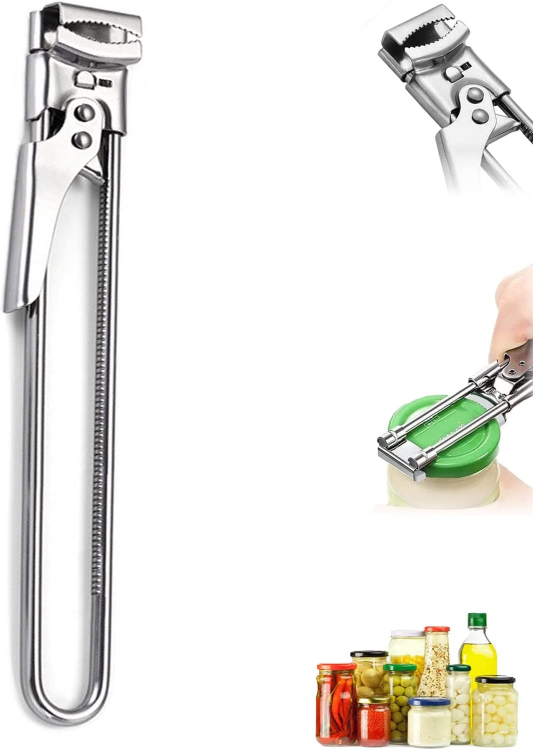 Adjustable Multifunctional Stainless Steel Can Opener, Jar Opener for Weak Hands, Manual Can