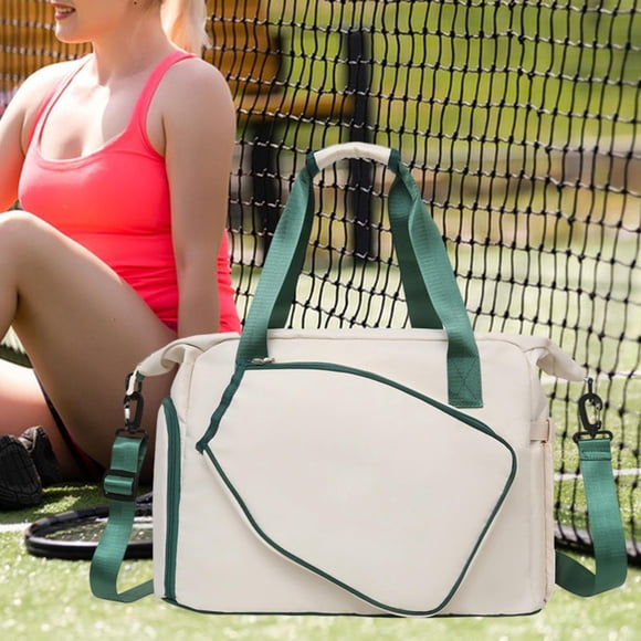 Bolsa de tenis con compartimento para zapatos para mujer y hombre, resistente al agua, portátil y elegante. Beige