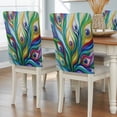 thumbnail image 2 of Peacock Fathers Chair Covers Set of 6 Abstract Green Blue Feather Chair Back Covers Stretch Removable Washable Slipcovers Protector for Dining Room Kitchen Party Decor, 2 of 9