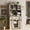 Grey, variant on Homhougo 72" Kitchen Pantry Storage Cabinet with Hutch and Sliding Barn Door, Farmhouse Tall Buffet Cabinet with Drawers, Large Coffee Bar with Wine & Glasses Rack, for Home Living Room, Grey