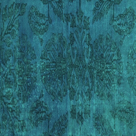 Ahgly Company Machine Washable Indoor Square Abstract Turquoise Blue Modern Area Rugs, 8' Square