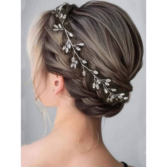 Bride Wedding Hair Vine Silver Crystal Headband Rhinestone Hair Piece Bridesmaids Headpieces Bridal Hair Accessories for Women and Girls