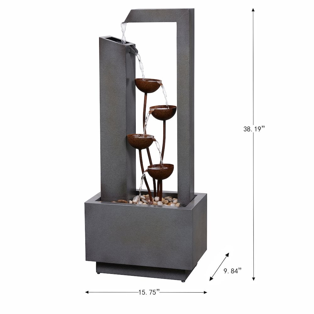 Hi-Line Gifts Cascading Cups Outdoor Garden Water Fountain - 38.25"