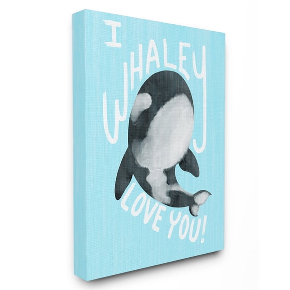 The Stupell Home Decor Collection Blue I Whaley Love You Orca Whale Wall Art