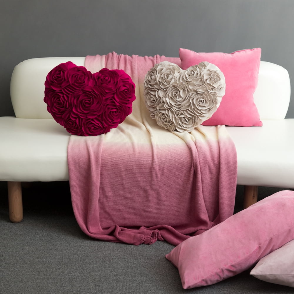 JWH Heart Throw Pillow Covers  Valentine's Day Gift for Girls Couch Bed Bedroom Chair 14x16inch Beige
