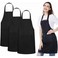 thumbnail image 1 of Delantales 3 piezas, Mandiles Negro Unisex Lavable a Máquina para Cocina, Manualidades, Barbacoa, Dibujo al Aire Libre (Negro), 1 of 4