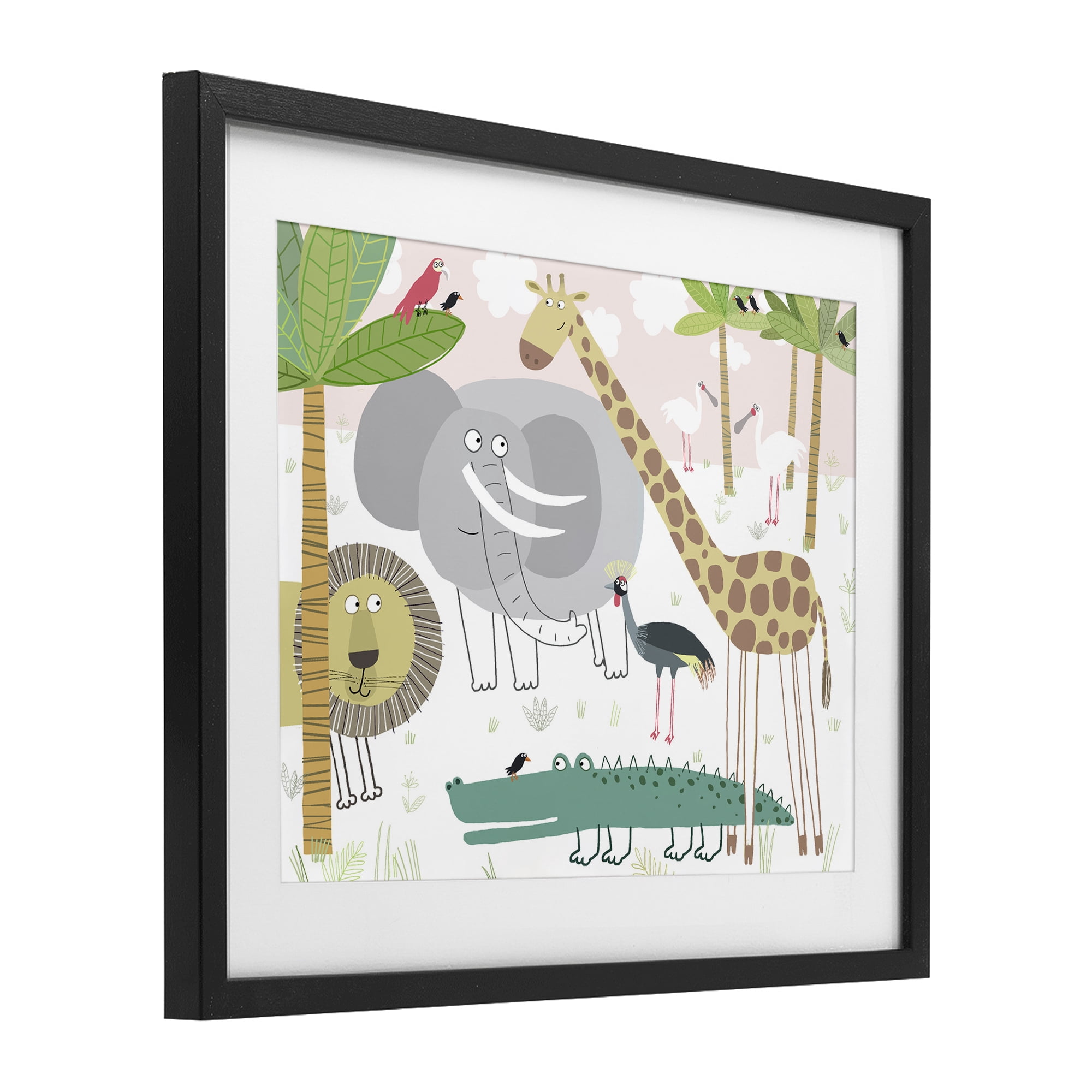 Stupell Industries Safari Animals Out and About Black Framed Print Under Glass, design by Carla Daly