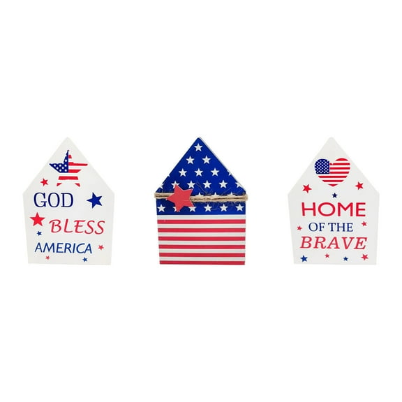 4th of July Tiered Tray Decor Patriotic Tiered Tray Wooden Decoration Set Rustic Farmhouse Decor for 4th of July Memorial Day Labor Independence Red White Blue Decoration Tiered Tray Decor