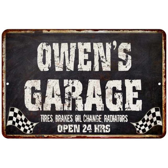 OWEN'S Garage Black Grunge Sign 8x12 Decor Gift 208120005100