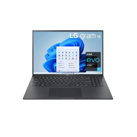 LG 2023 Gram 16" WQXGA IPS Ultralight Laptop Intel 12-Core i7-1260P 16GB LPDDR5 512GB NVMe SSD Iris Xe Graphics WiFi 6E HDMI Thunderbolt4 Webcam Backlit Full-Day Battery Windows 10 Home w/RE USB
