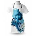 thumbnail image 3 of Sports Apron Concept of Sportsman Cycling on Grungy Background with Color Splashes, Unisex Kitchen Bib Apron with Adjustable Neck for Cooking Baking Gardening, Blue Aqua Pale Green, by Ambesonne, 3 of 3