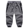 thumbnail image 2 of Afdoent Pants For Men Three-Pocket Zipper Men's Sports Casual Trousers Cropped Drawstring Men's Pants Loose Fit, 2 of 5