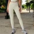 thumbnail image 6 of High Waist Seamless Leggings with Contoured Panels for Comfortable Stretch Fit - Small, Ivory, 6 of 6