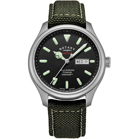Rotary | Men's Heritage Automatic |Titanium Case | Khaki Strap | GS05249/04