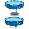 thumbnail image 1 of Intex 12' x 30" Metal Frame Swimming Pool w/ Filter Pump (2 Pack) & Debris Cover, 1 of 12