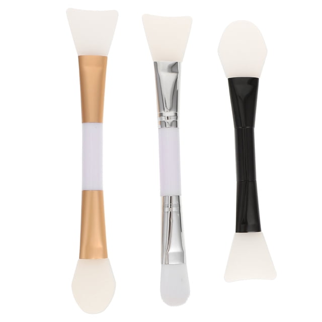 MasteelfCA 3Pcs Silicone Mask Brushes Mask Mud Brushes DIY Mask Dual-end Brushes (Assorted Color)