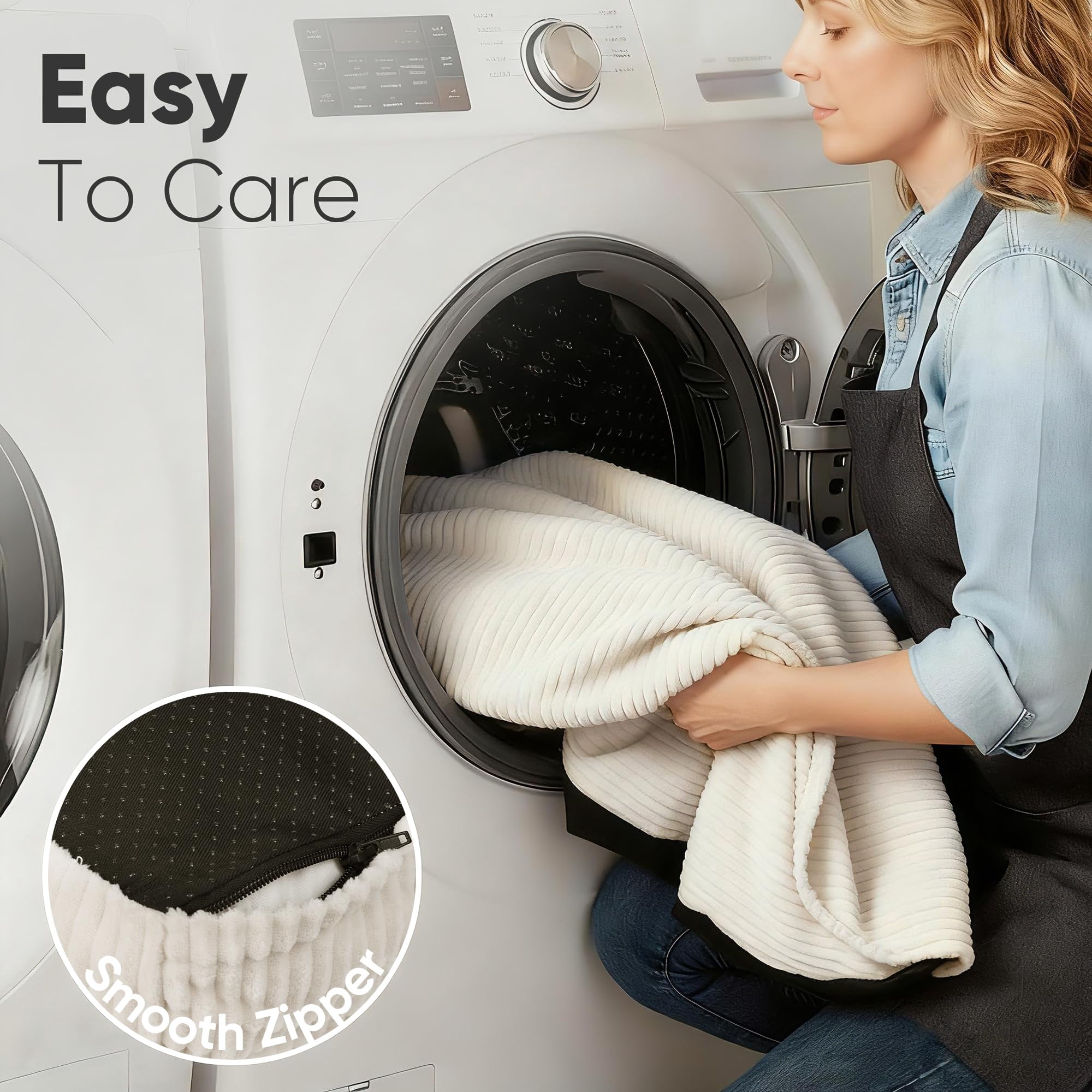 Pet Bed Cream Corduroy Orthopedic Washable Cover Waterproof for Small Dogs and Cats
