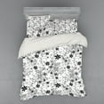 thumbnail image 2 of Ambesonne Floral Bedding Set 3 Pcs, Leaves Twirls Swirls Bud, Twin XL, Black and White, 2 of 3