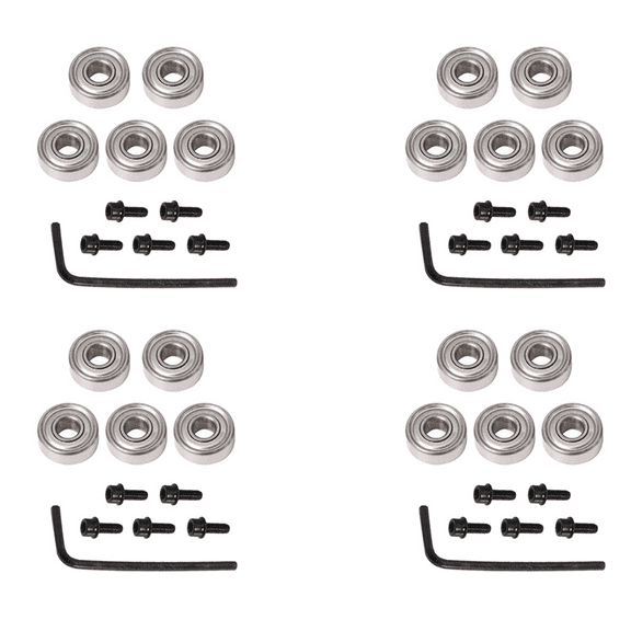 20x Top Bearing Router Bit Cutter Head Bearing Set Ball Bearing Accessories Kit Inner 4.76mm Outer 12.7mm,20xBearings 20xScrews 4xWrench,Black & Silver