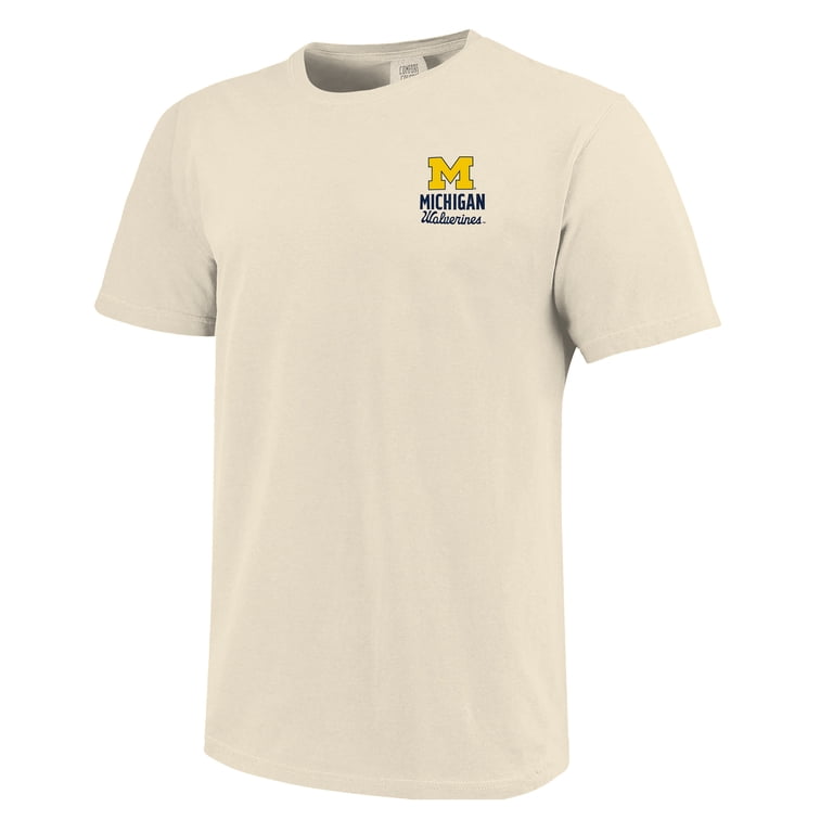 Men's Cream Michigan Wolverines Comfort Colors Mascot Overlay T