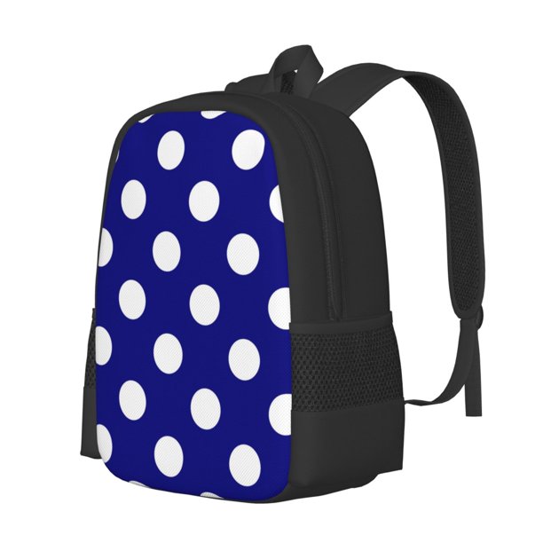 Fotbe Navy And White Polka Dot Mochila para Hombre y Mujer - Tela Oxford 600D Resistente - Mochila Impermeable de Gran Capacidad para Escuela, Viajes y Senderismo