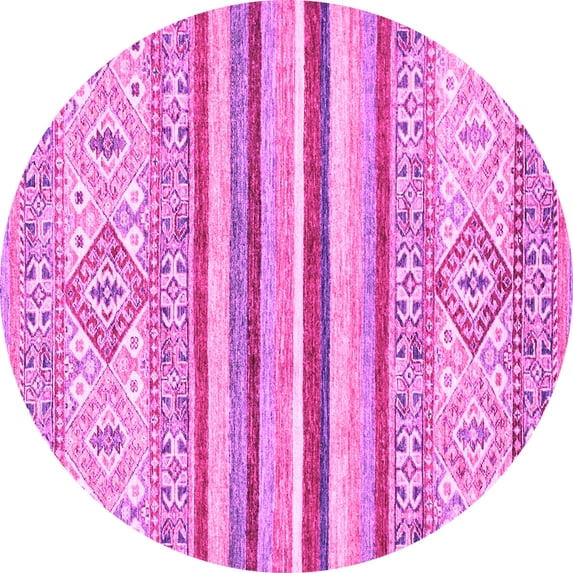 Ahgly Company Indoor Round Abstract Pink Modern Area Rugs, 8' Round