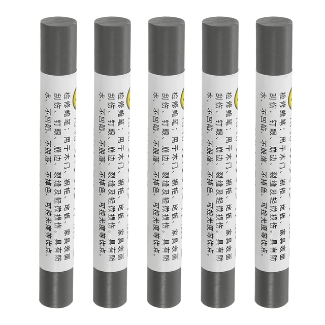 Crayones de reparación de muebles, lápices de relleno de cera, marcadores de retoque, gris oscuro, paquete de 5